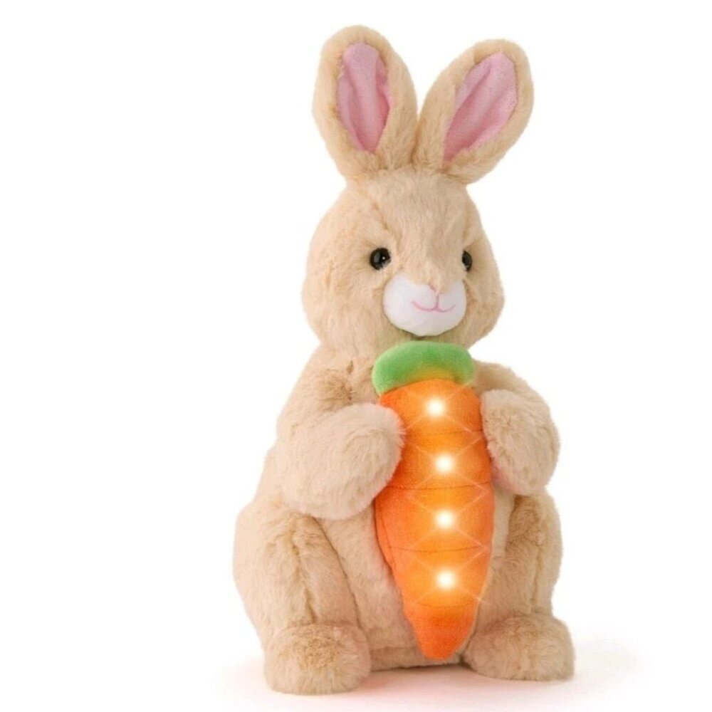 FAO Schwarz Bunny Rabbit Glow Brights Toy 12” Plush LED Light Up Carrot + Sound - Picture 2 of 13